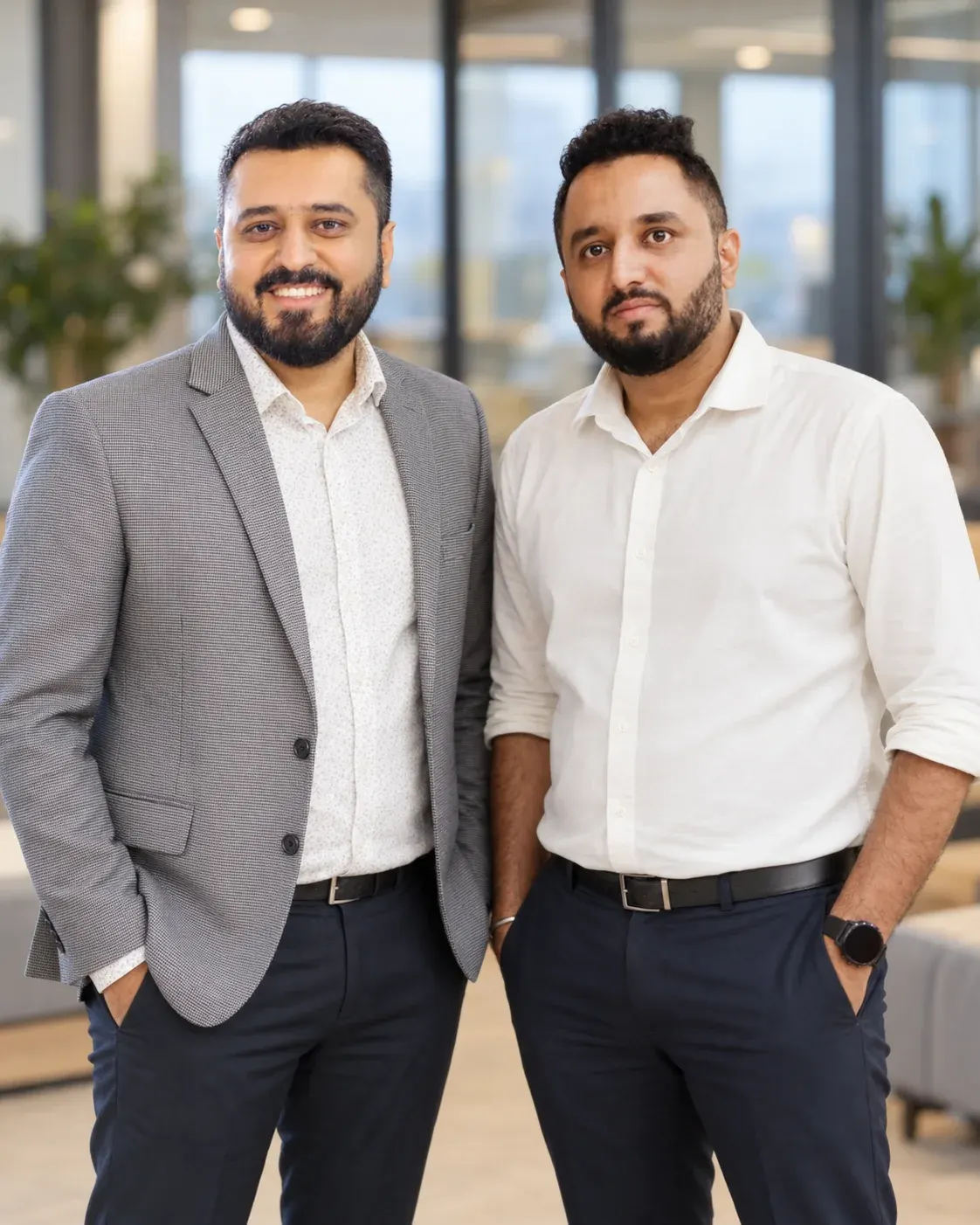 Nishang Ashar and Krunal Ashar standing together
